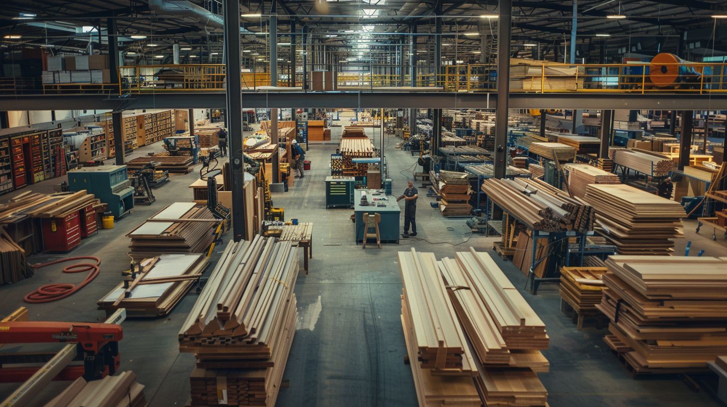 A large factory shop of architectural millwork