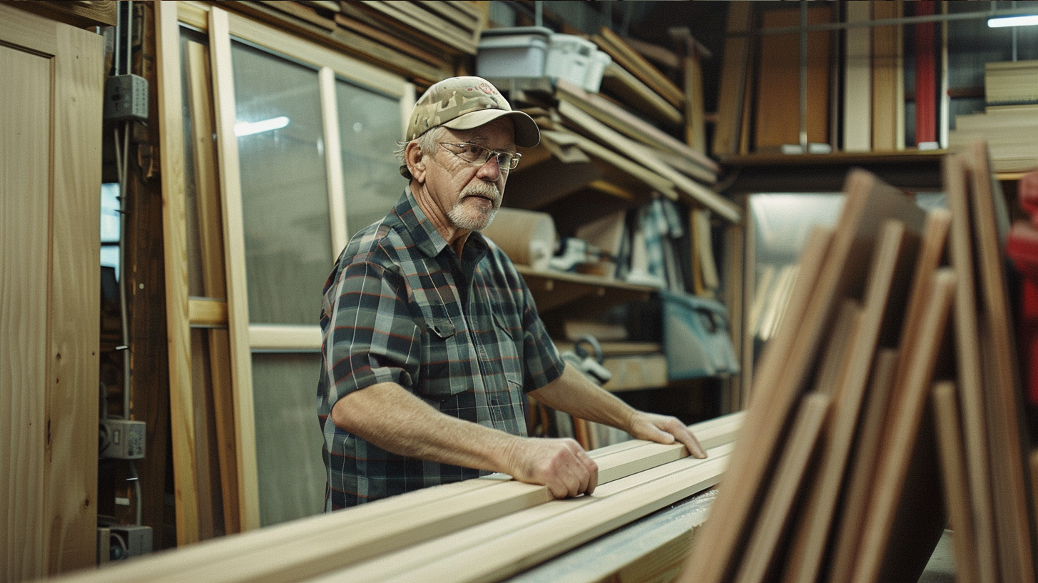 A master in a millwork shop presents a newly made Custom Door Jamb